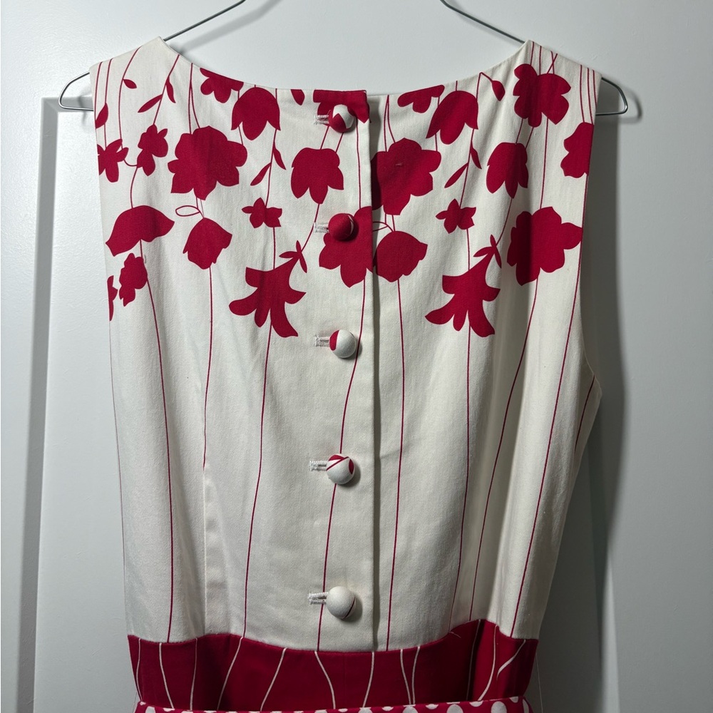 Spense Women’s Fit‎ & Flare Vibrant Red & Cream Multipattern Dress With Pockets - Picture 5 of 6